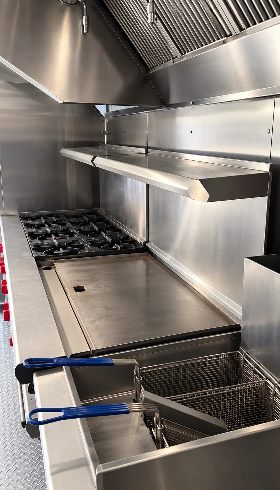 commercial kitchen trailer griddle range deep fryer