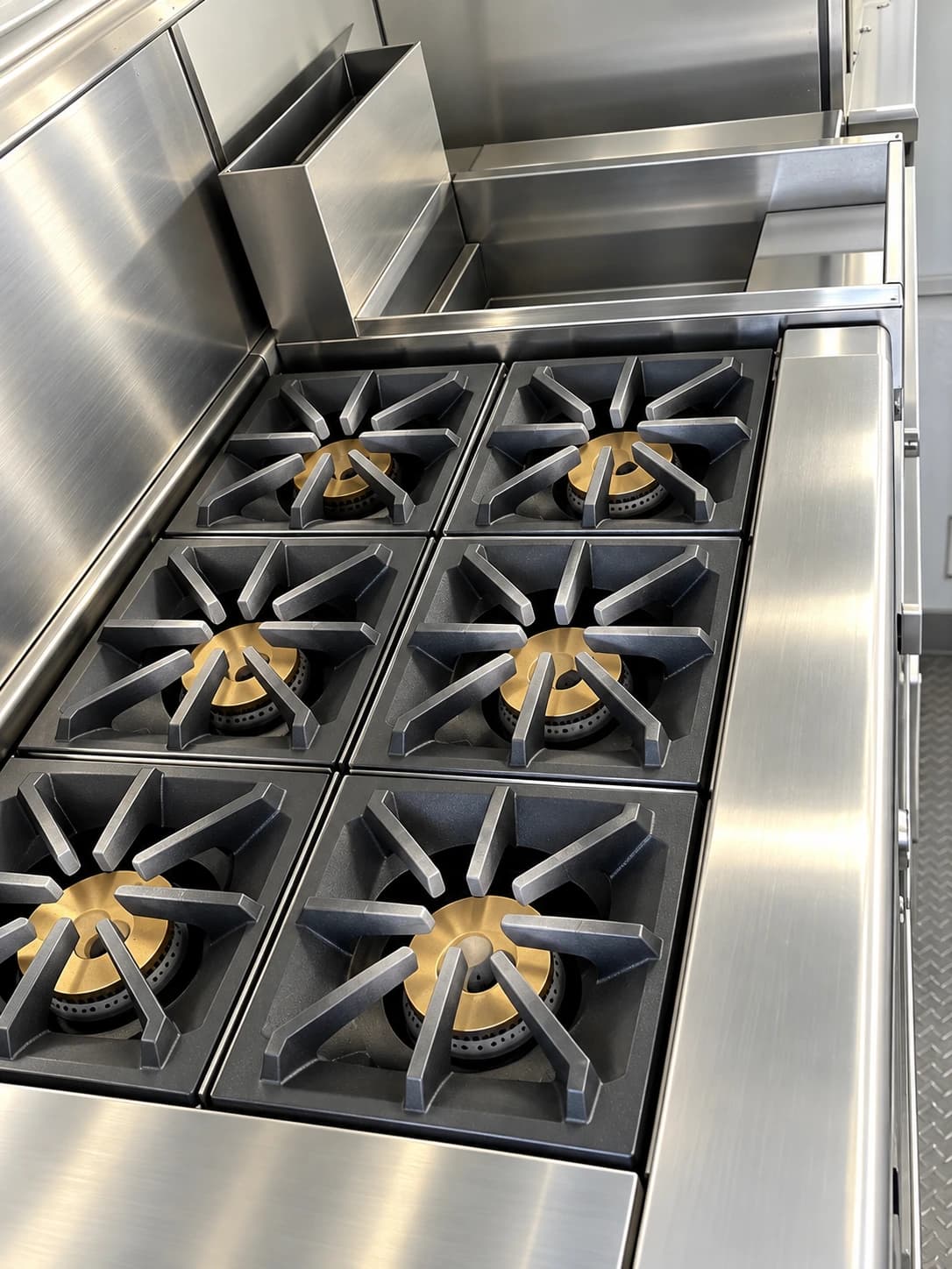 commercial six burner gas range