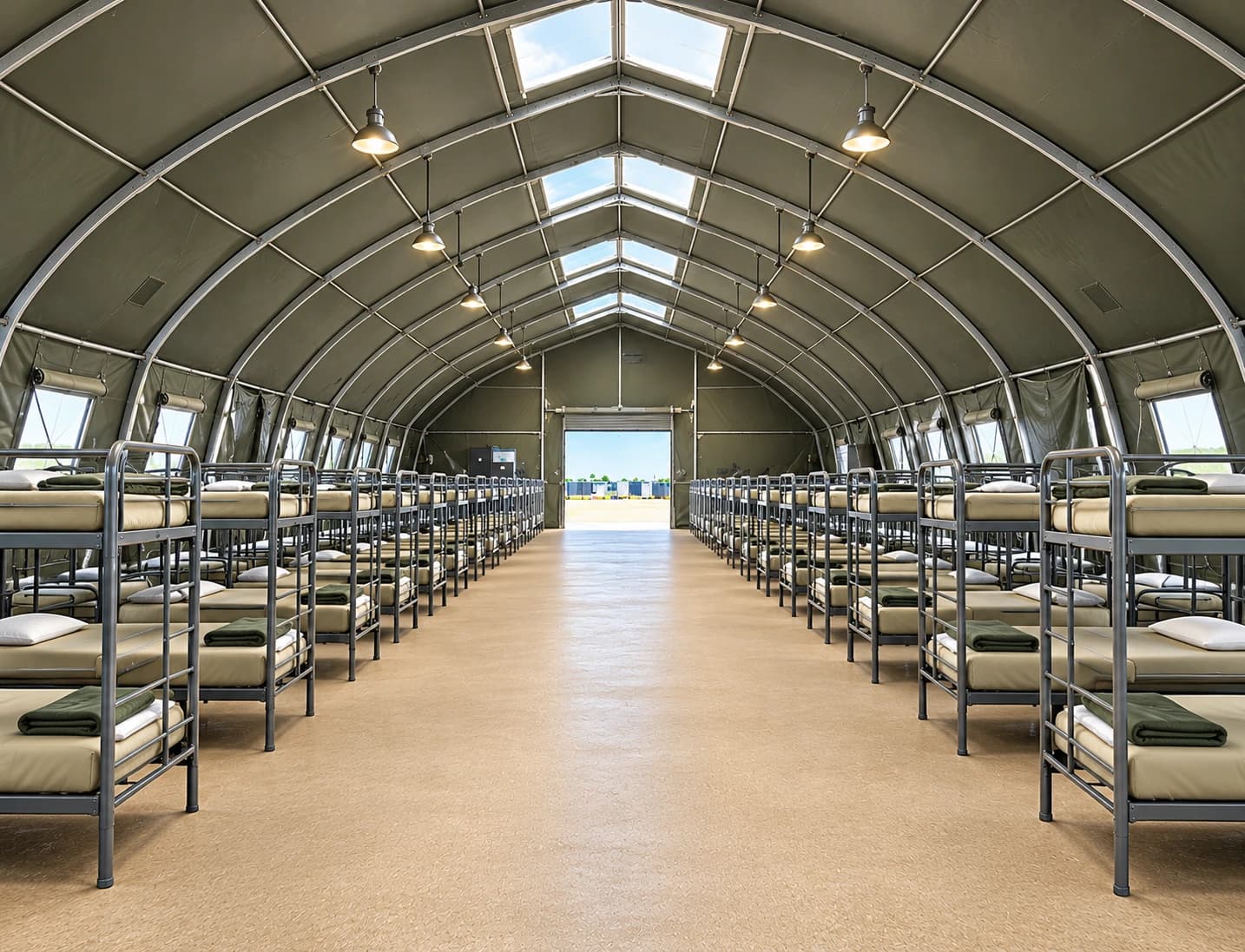 temporary sleeping facilities large bunk bed accommodation interior